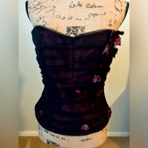 Kay Unger corset. Burgundy with sheer black overlay. Size 8.